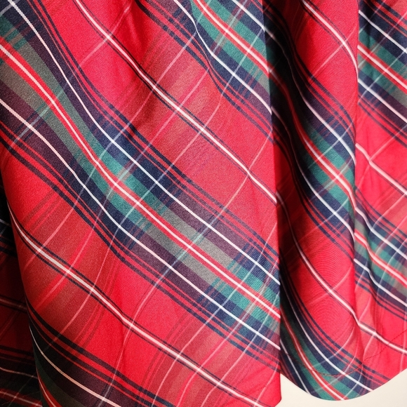 NWT Max Studio Kids Red Christmas Plaid Sateen Dress Velevt Bow Size 6 - Picture 7 of 14
